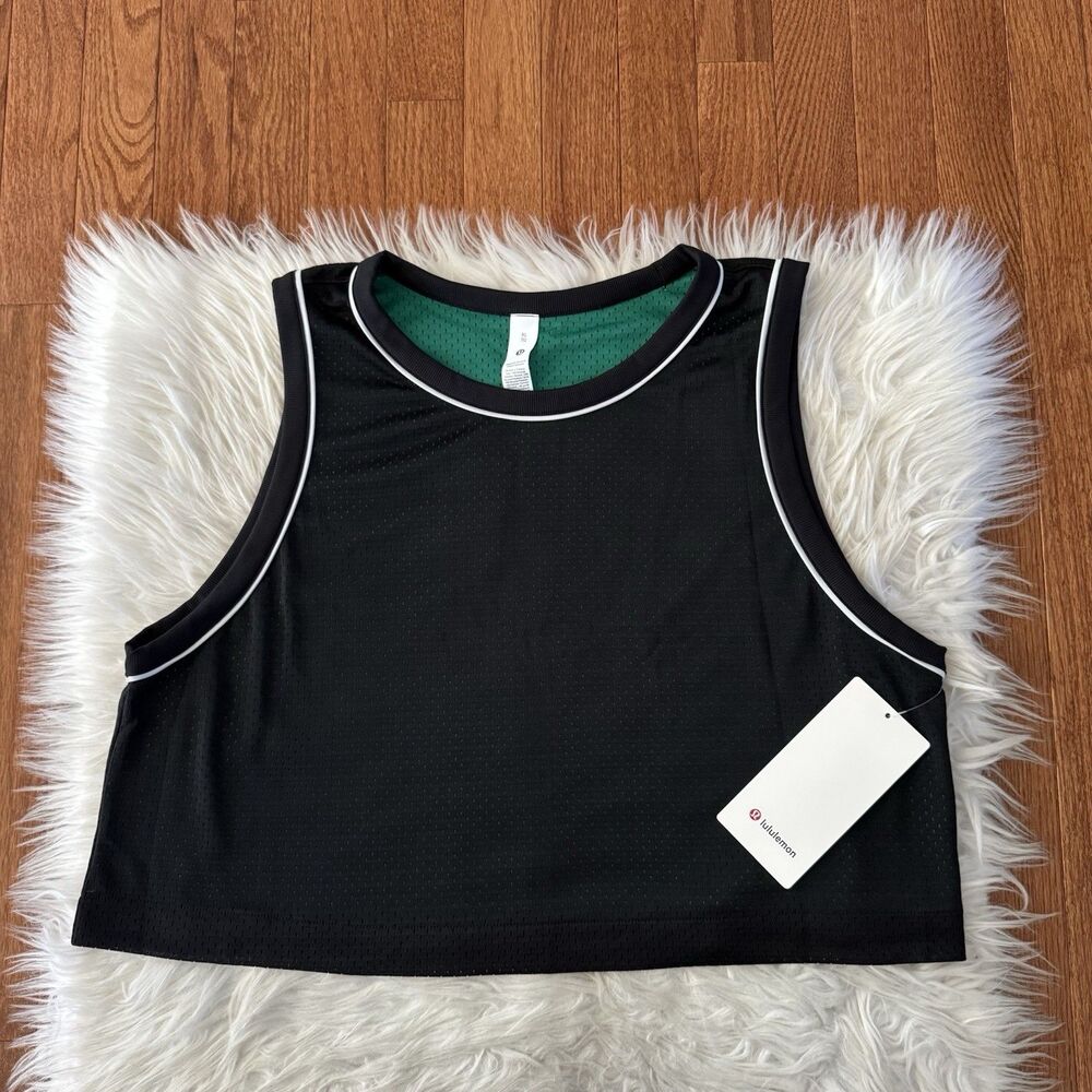 Lululemon Double Layered Mesh Reversible Tank Womens XL Black Green Athletic NWT